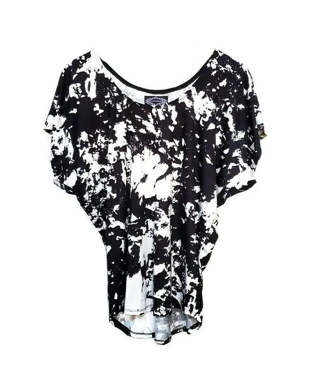 Black and White Tie Dye Dolman Top