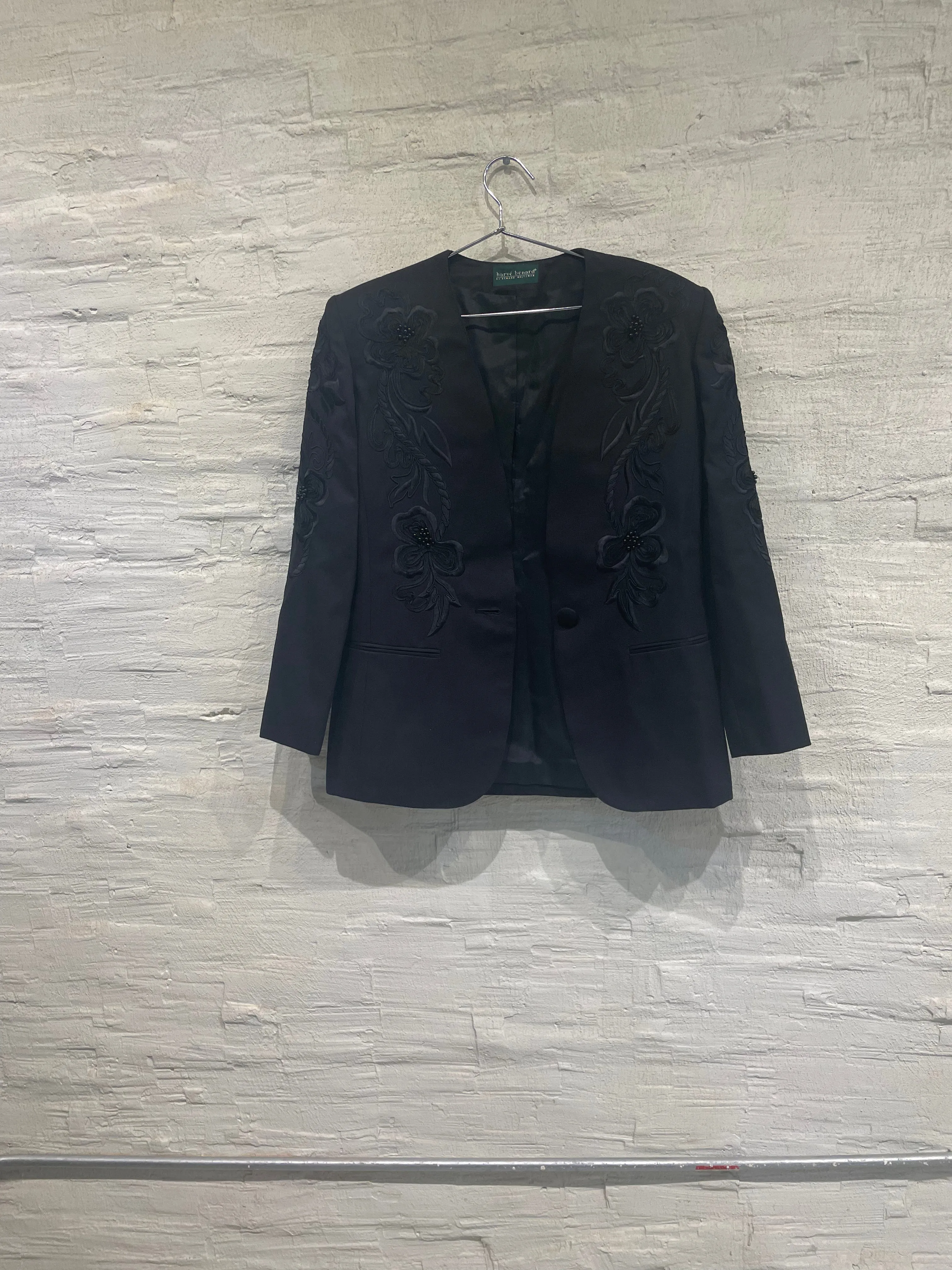 Black Embroidered Blazer - Vintage / Used