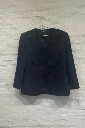 Black Embroidered Blazer - Vintage / Used