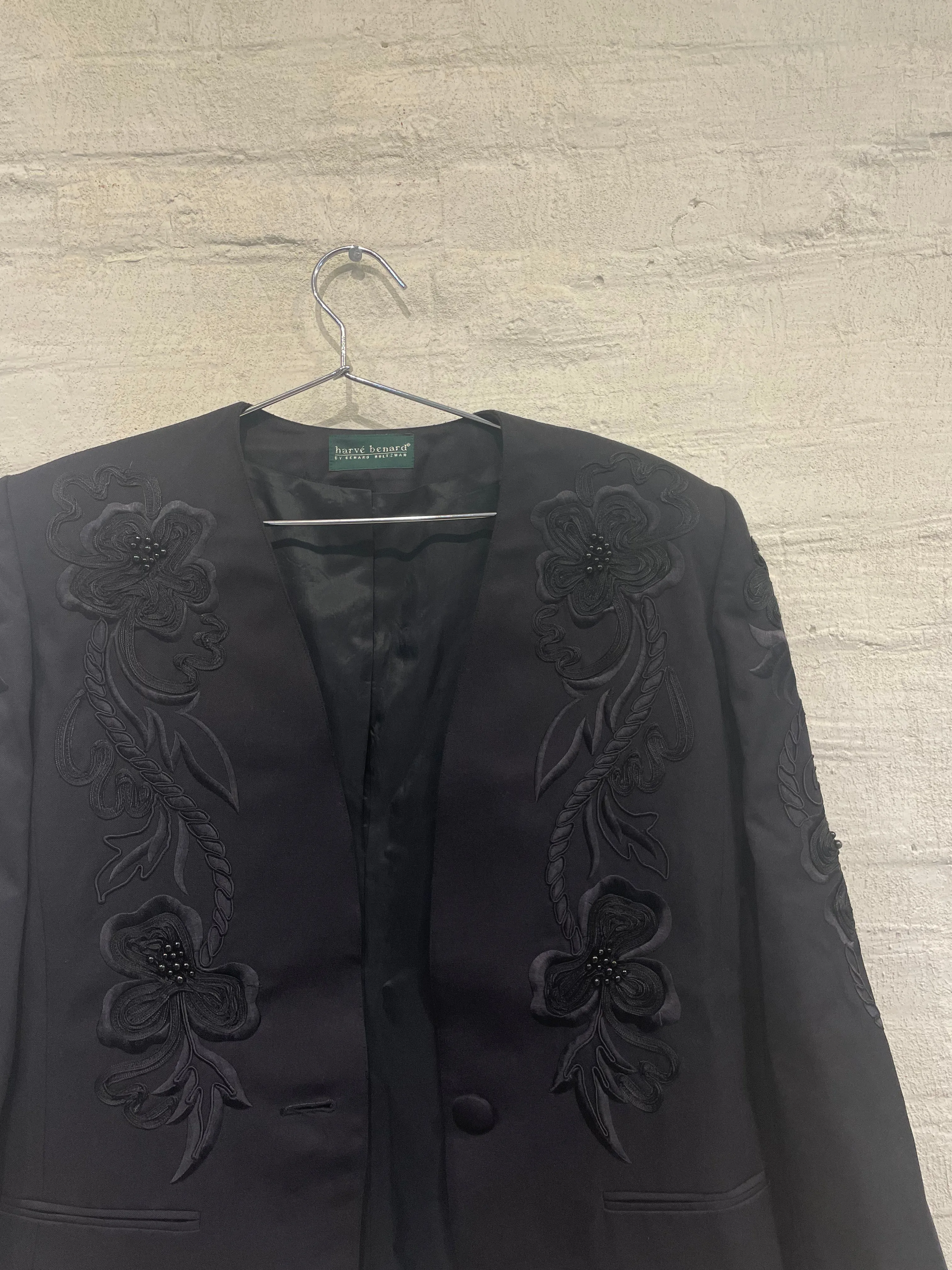 Black Embroidered Blazer - Vintage / Used