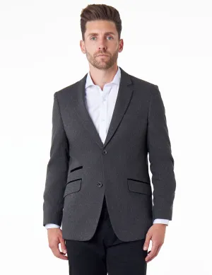 CALIX – Wool Mix Herringbone Tailored Dark Grey Blazer