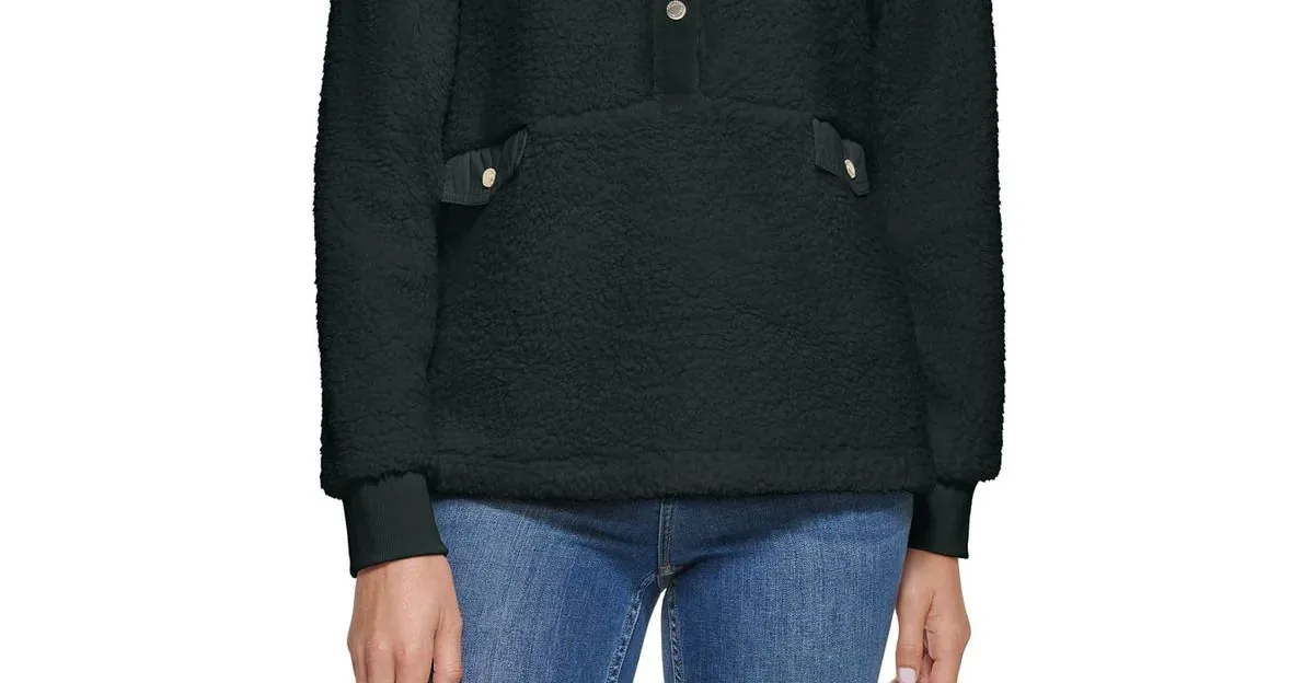 CALVIN KLEIN Women's Teddy Fleece Jumper in Black