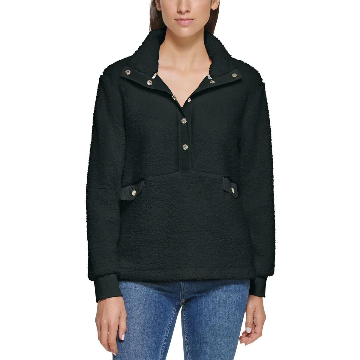 CALVIN KLEIN Women's Teddy Fleece Jumper in Black