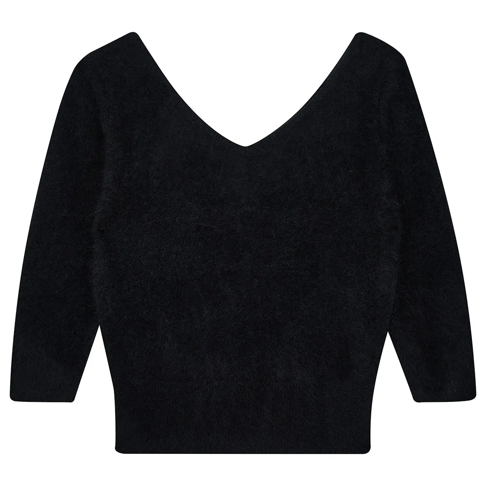 Cashmere Brushed Vee in Black