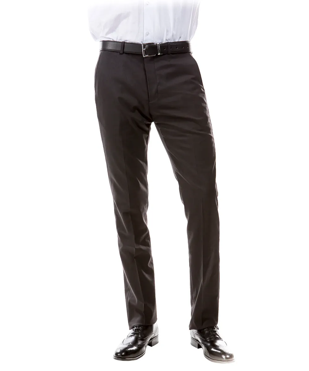 Charcoal Modern Fit Flat Front Pants by Zegarie