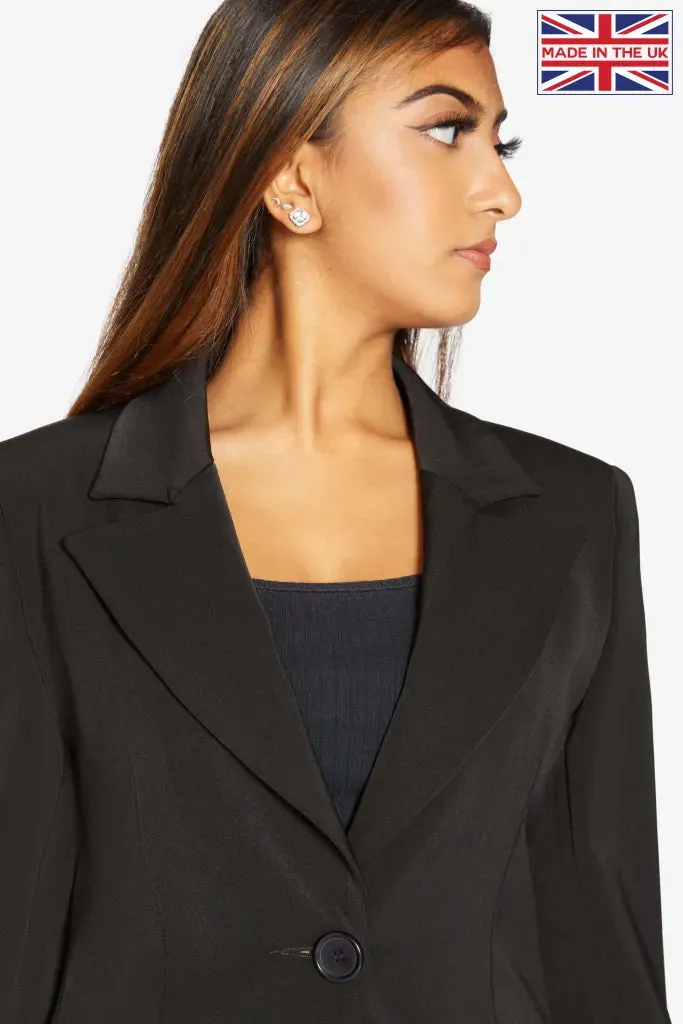 De La Creme Womens Collared Formal Longline Blazer