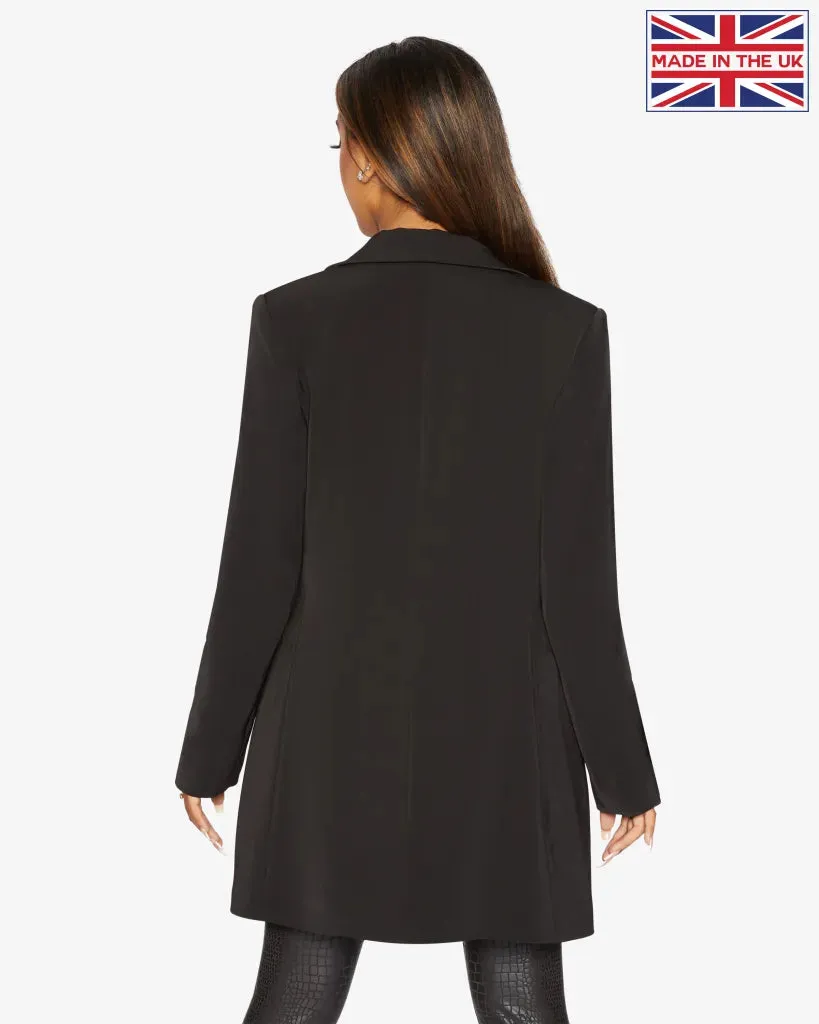 De La Creme Womens Collared Formal Longline Blazer