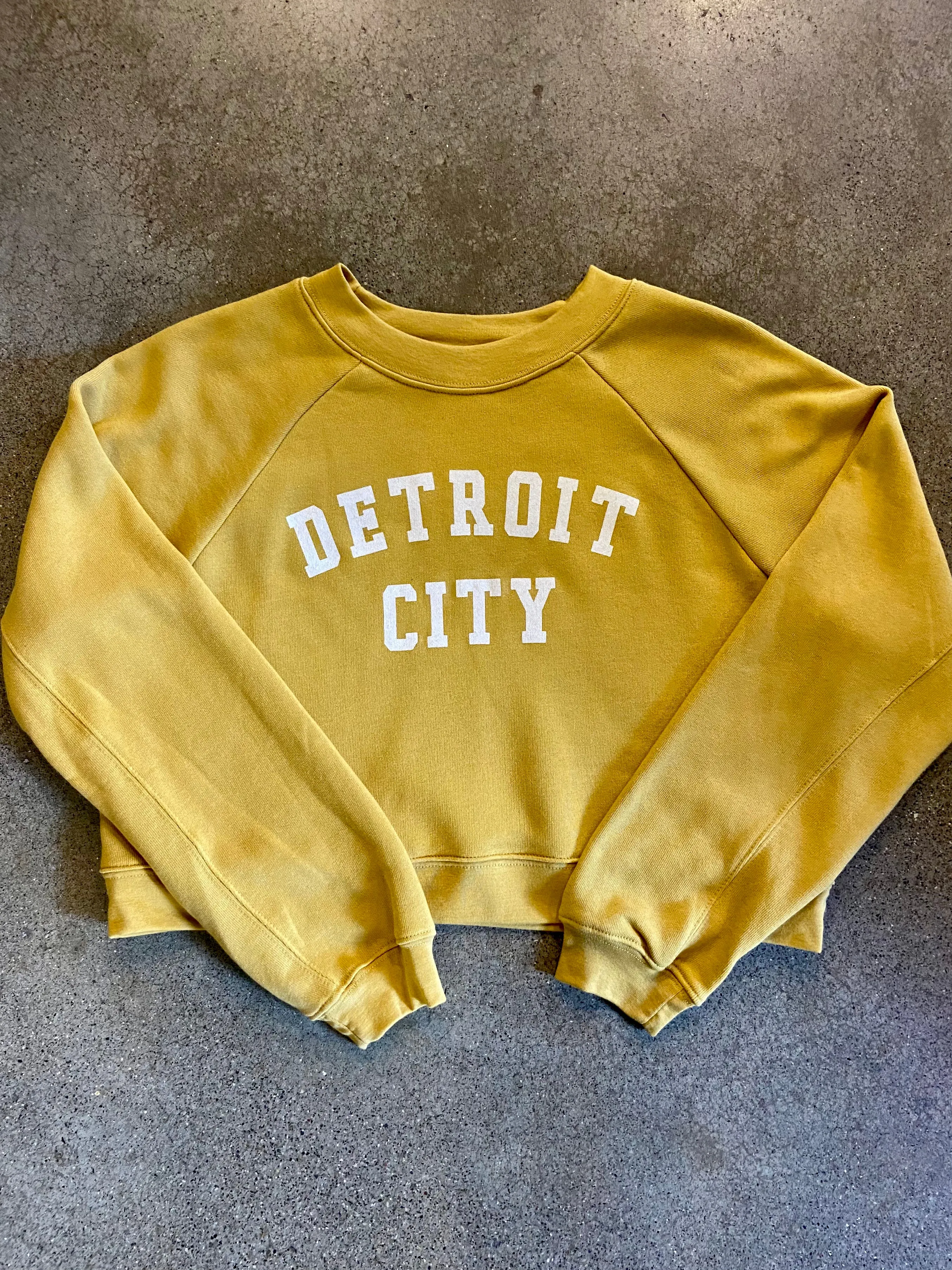 Detroit City Raglan Pullover /  White   Heather Mustard  / Women's