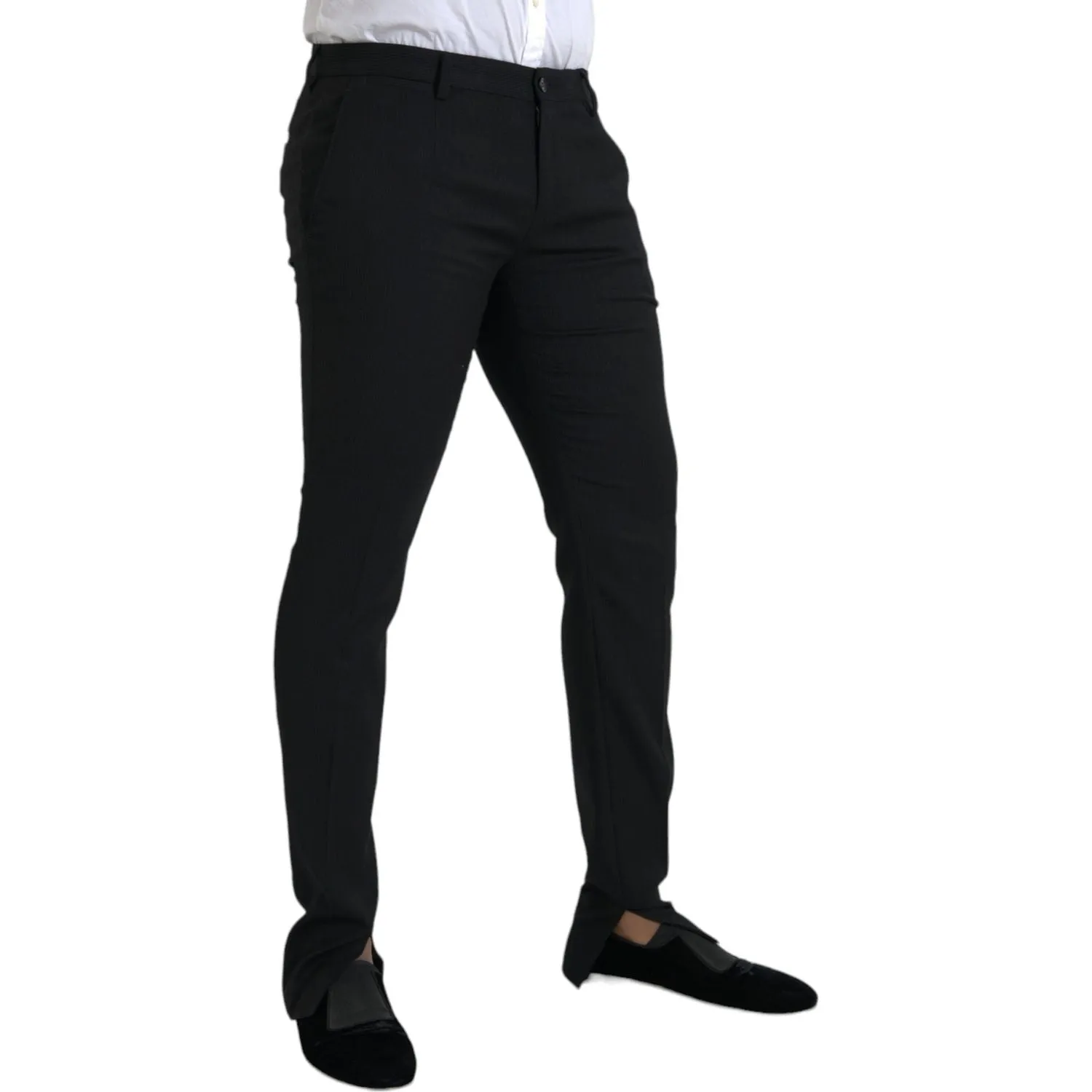 Dolce & Gabbana Black Wool Stretch Men Skinny Pants