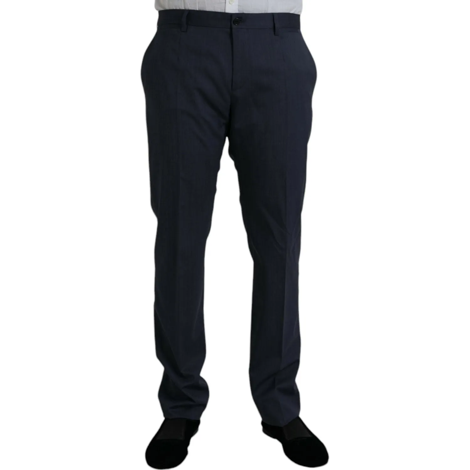 Dolce & Gabbana Blue Wool Slim Fit Dress Formal Pants