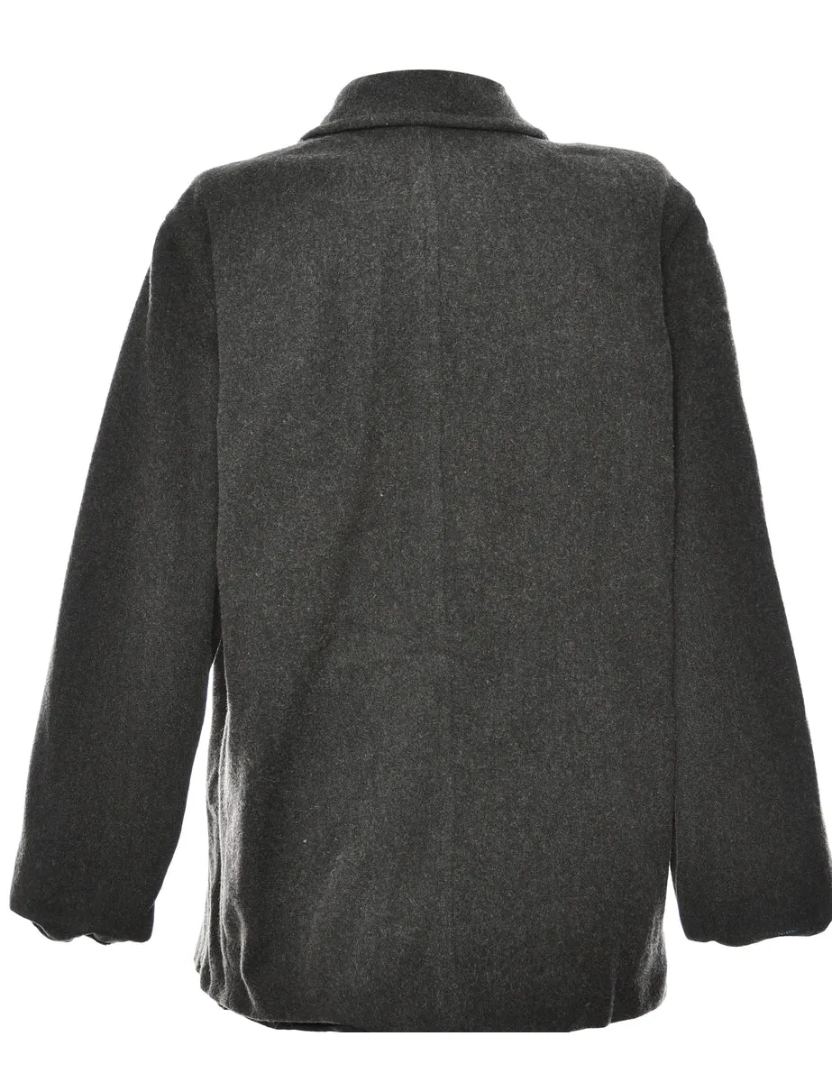 Double Breasted Dark Grey Peacoat - M