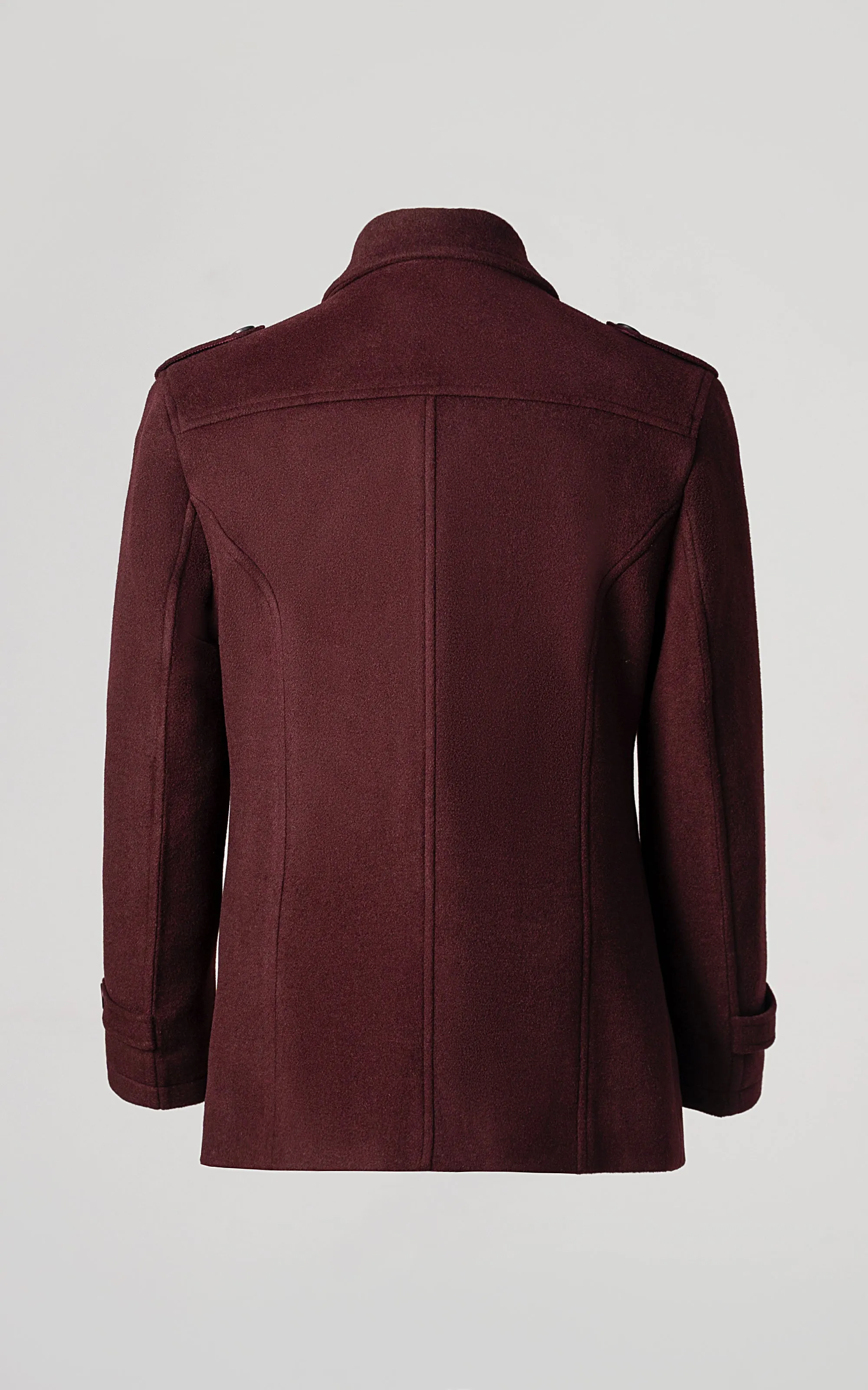 DOUBLE BREASTED PEACOAT BURGUNDY