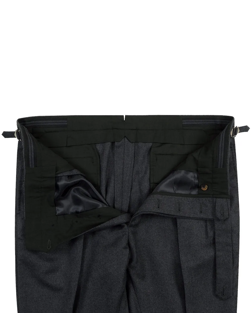 Dugdale Dark Grey Wool Flannel High Waisted Pant