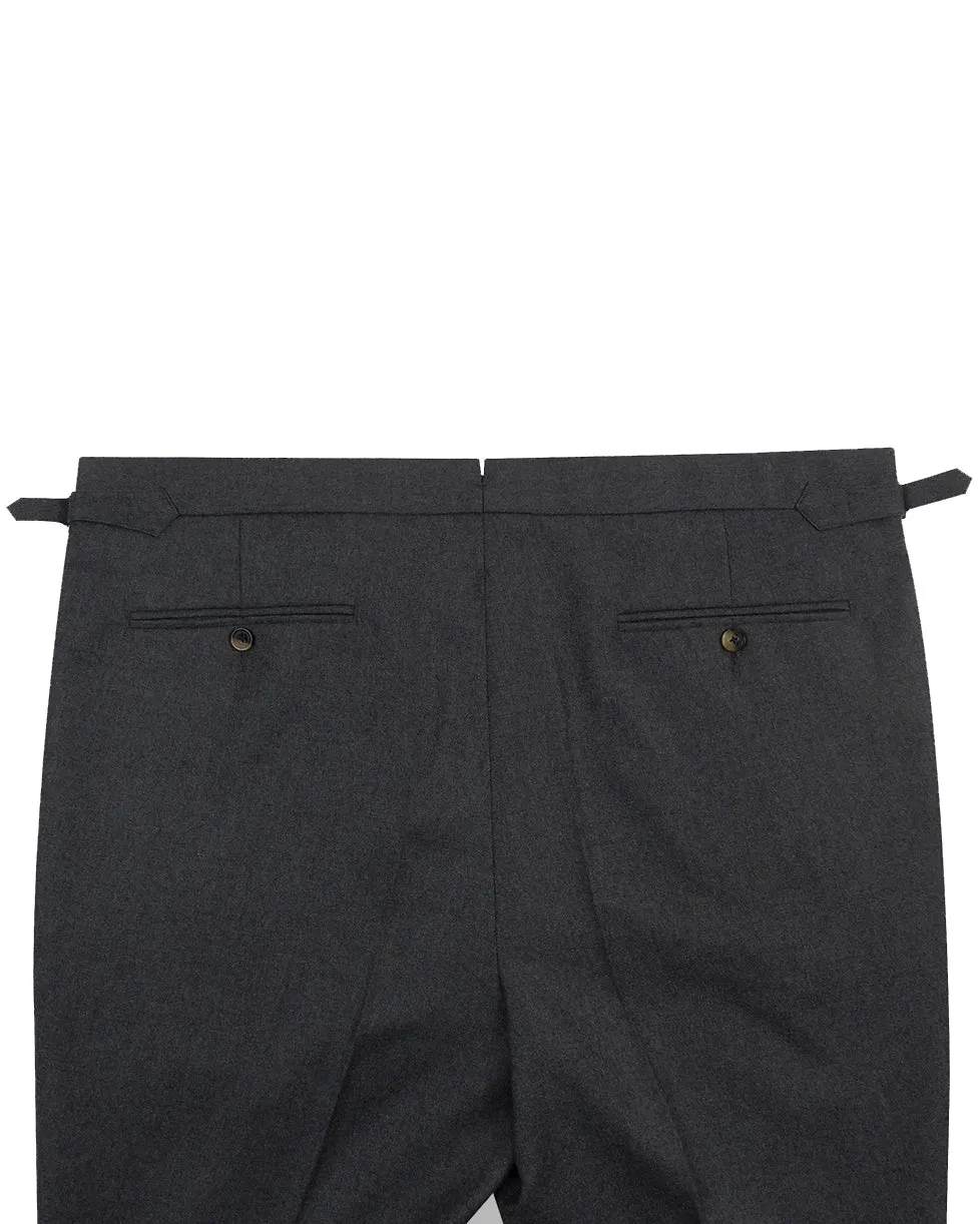 Dugdale Dark Grey Wool Flannel High Waisted Pant