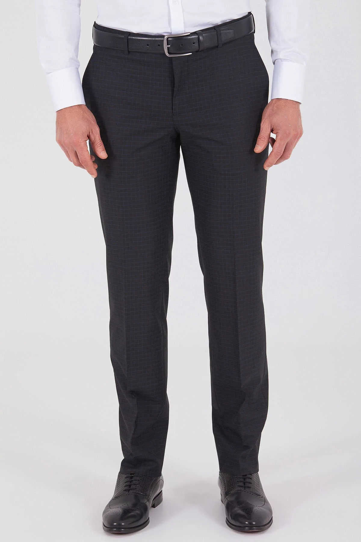 Dynamic Fit Low Waist Windowpane Black Dress Pants