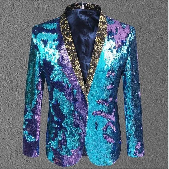 Fancy Sequin Singer Stage Costume Blazer