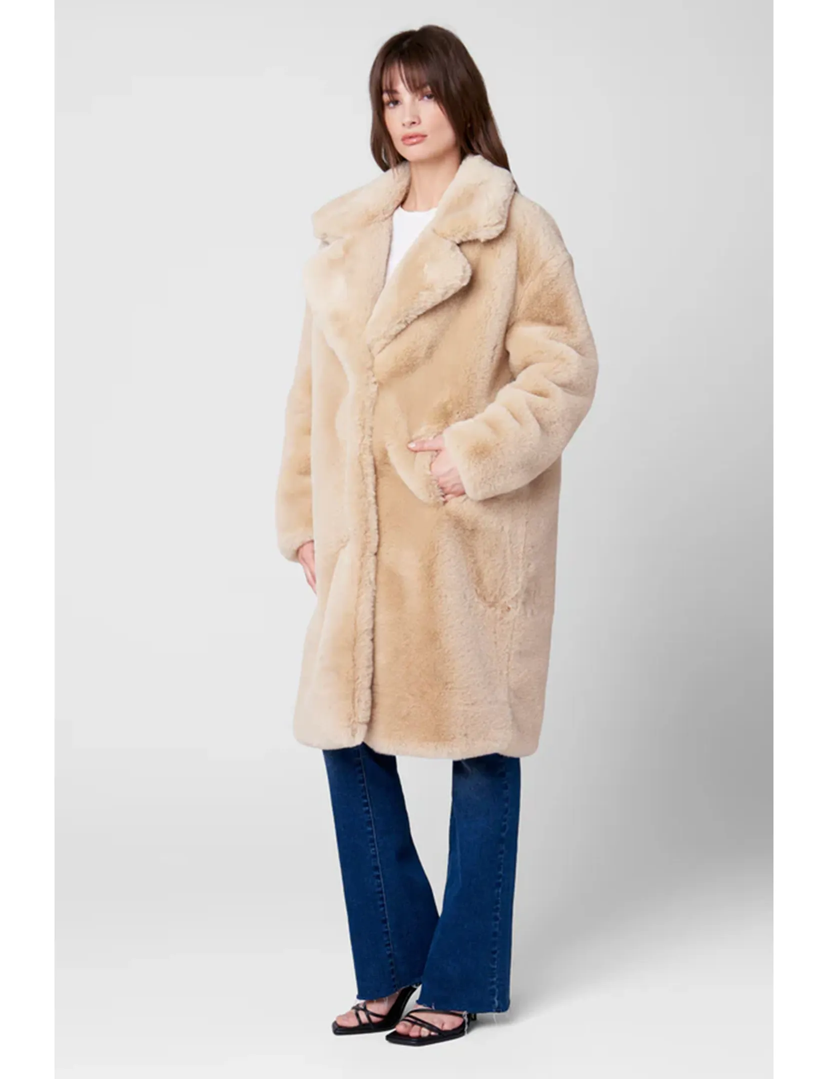 Faux Fur Oversized Coat, Oatmeal Crush