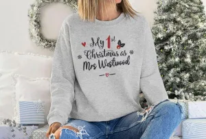 First Christmas as a Mrs Personalised Jumper, First Christmas as a Mrs Sweatshirt, First Christmas as a Mrs Jumper, Christmas Jumper