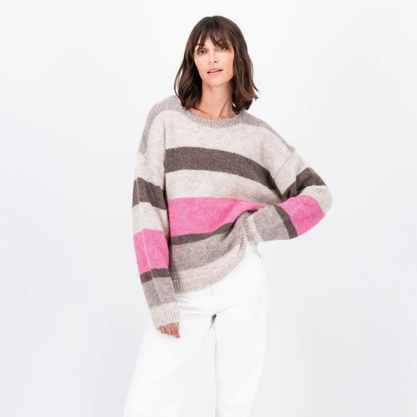 Fynch Hatton Merino Wool Striped Knit Jumper