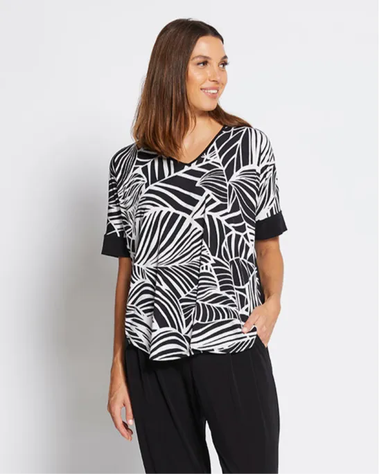 Harriet jersey tee top in Palm print