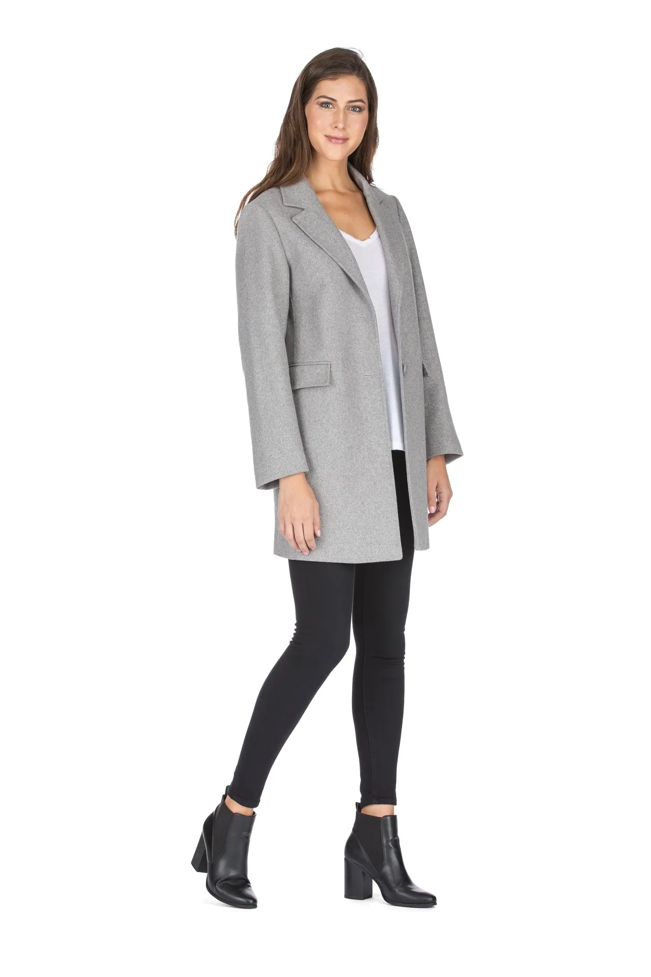 Haute Edition Women's Wool Blend Single Lapel Blazer Peacoat With Pockets