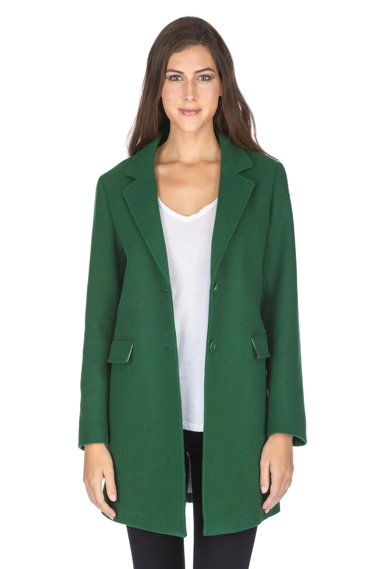 Haute Edition Women's Wool Blend Single Lapel Blazer Peacoat With Pockets