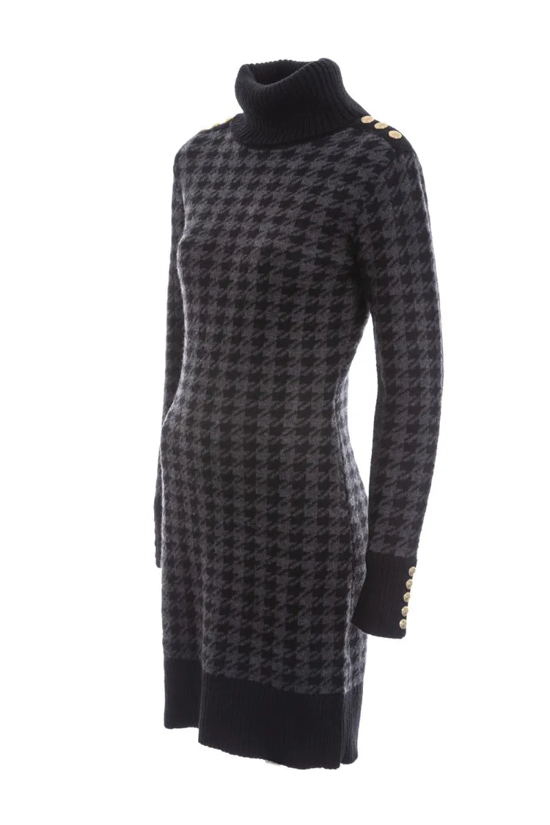 Holland Cooper Heritage Jumper Dress in Grey Houndstooth