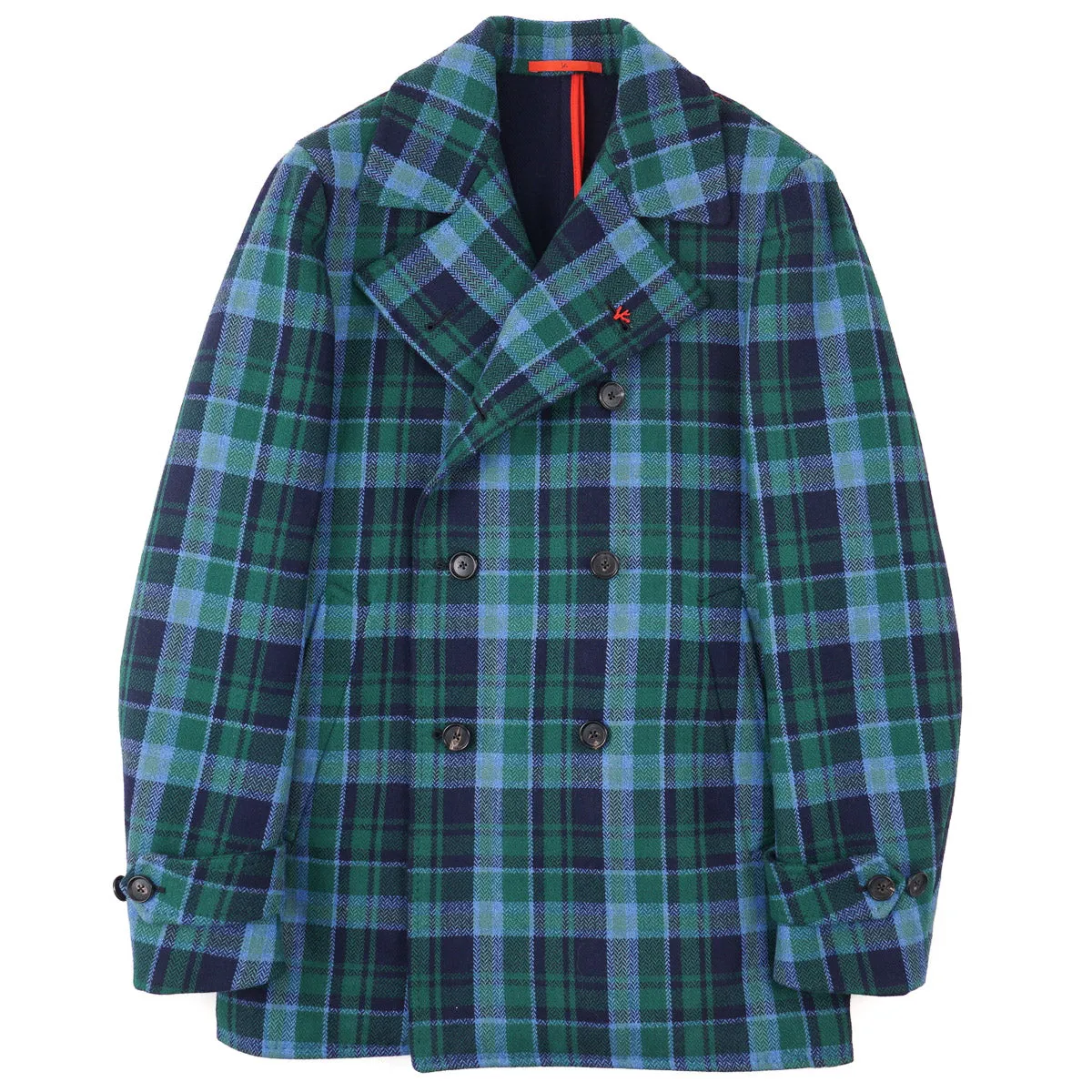 Isaia Soft-Woven Wool Peacoat