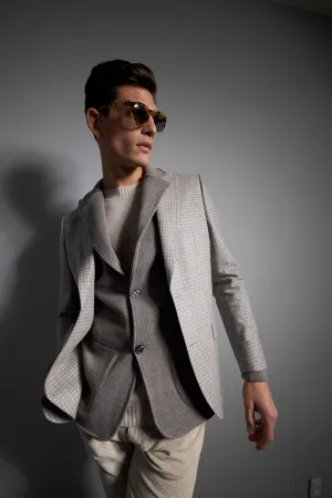 Italian Wool Cashmere Blazer with Stretch - Light Grey