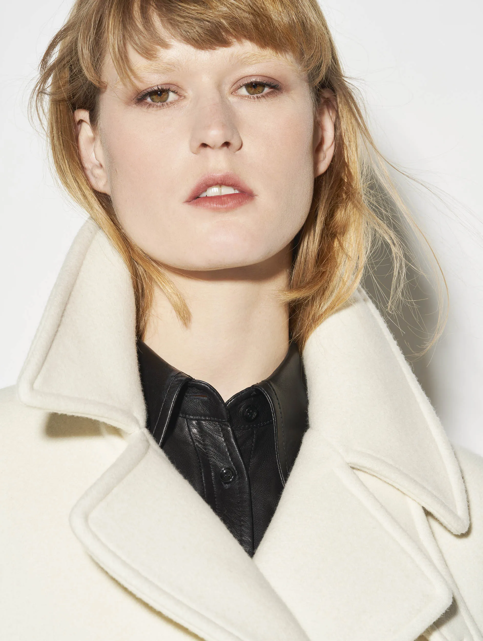 ivory wool and cashmere peacoat