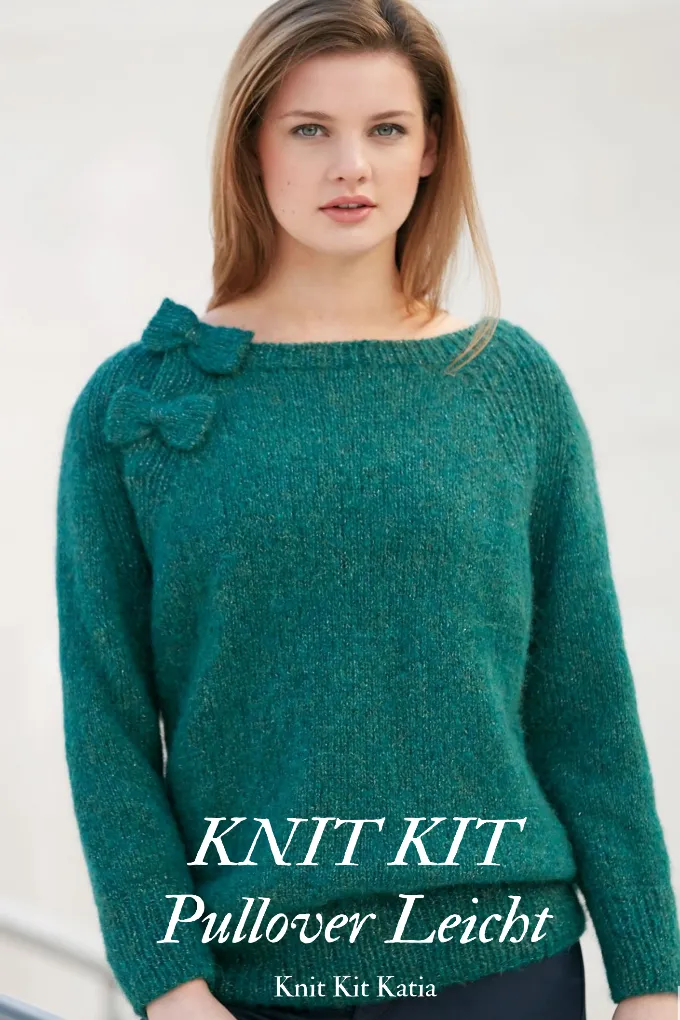 KNIT KIT Pullover mit Schleifen gestrickt aus weichem Alpaca Silver von Katia