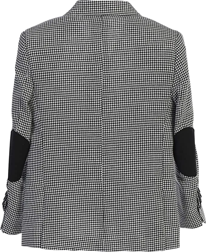 Light Weight Houndstooth Blazer Jacket Toddler Kids Boys -Black