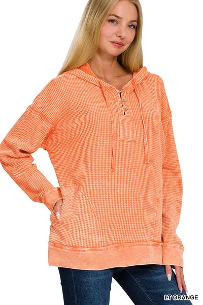 M ONLY Everything You Want Waffle Hoodie in Light Orange