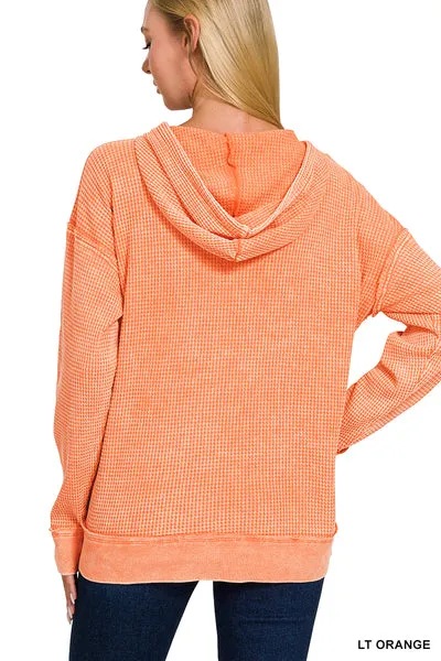 M ONLY Everything You Want Waffle Hoodie in Light Orange