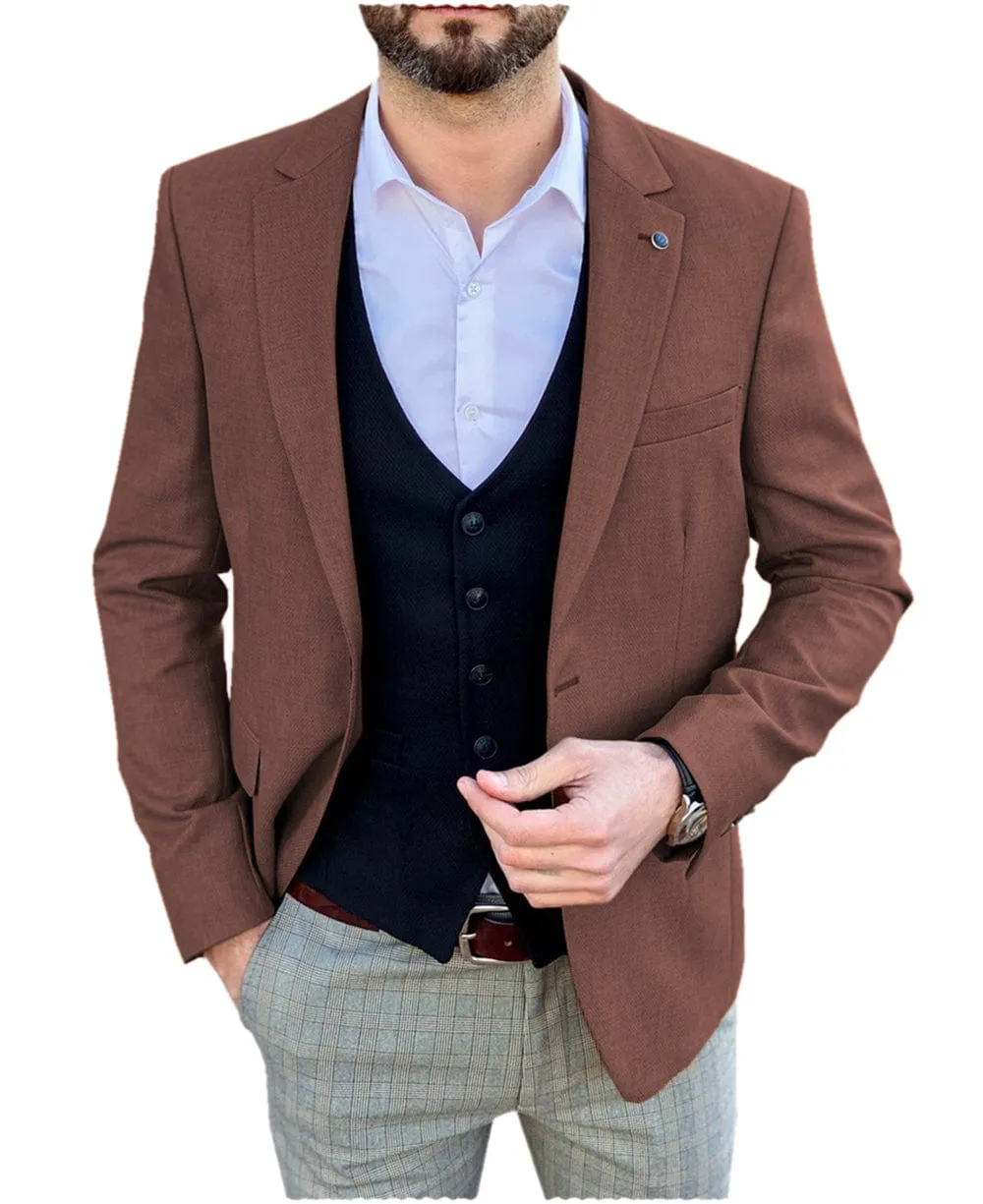 Men's Single Button Peak Lapel Jacket