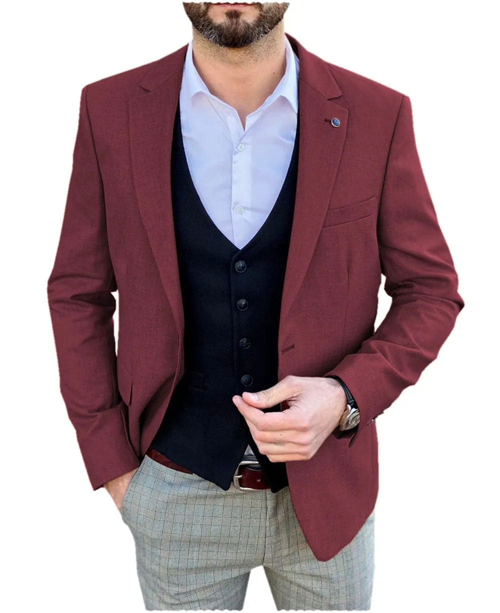 Men's Single Button Peak Lapel Jacket