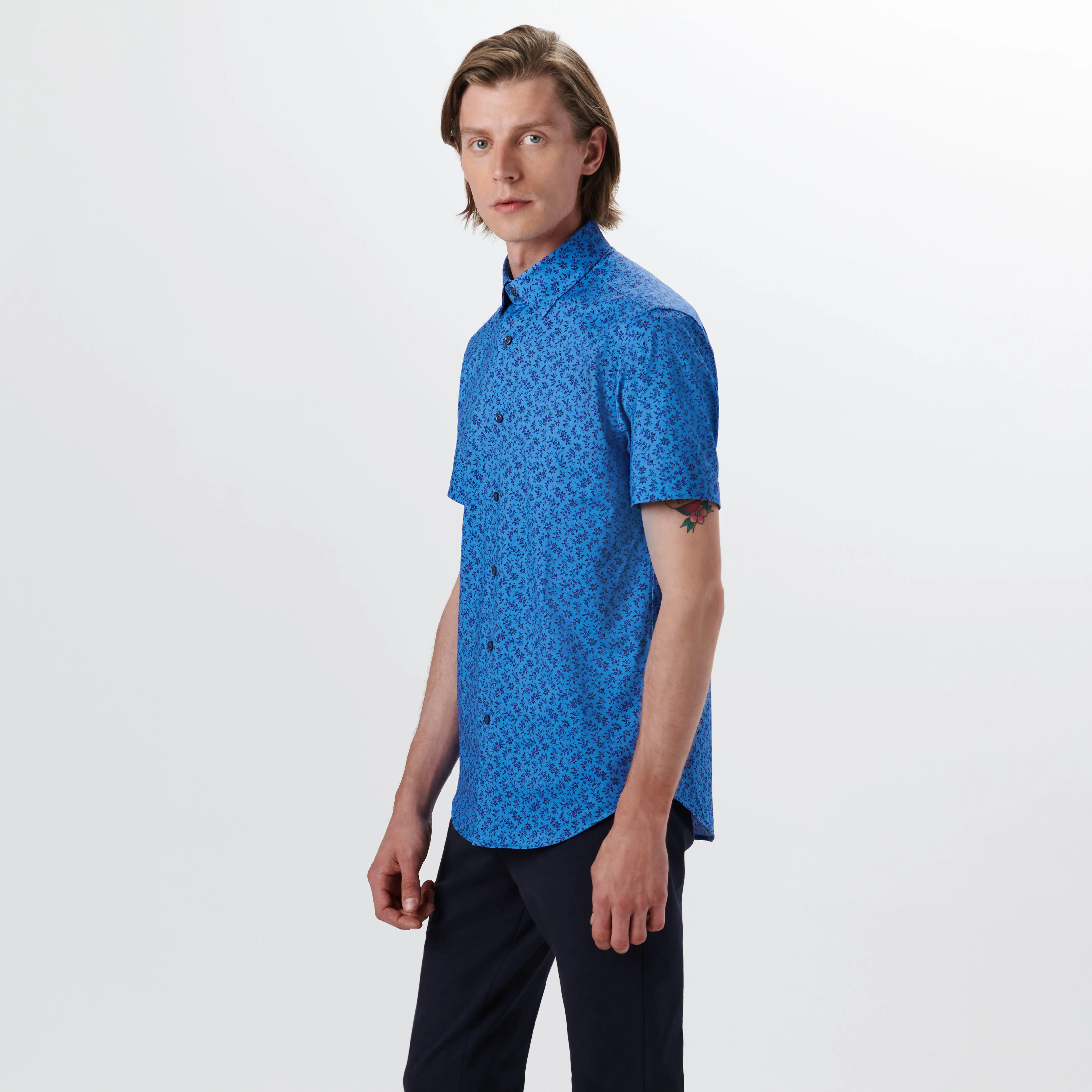 Miles Floral Print OoohCotton Short Sleeve Shirt