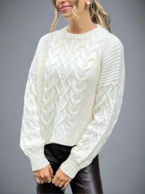 NEW FIT Juniper Cable Knit Jumper in Cream