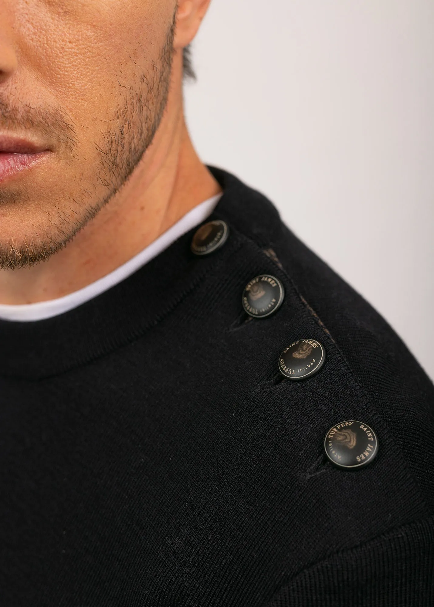 Patrimoine sailor jumper with elbow patches - SAINT JAMES x Atelier Tuffery (MARINE)