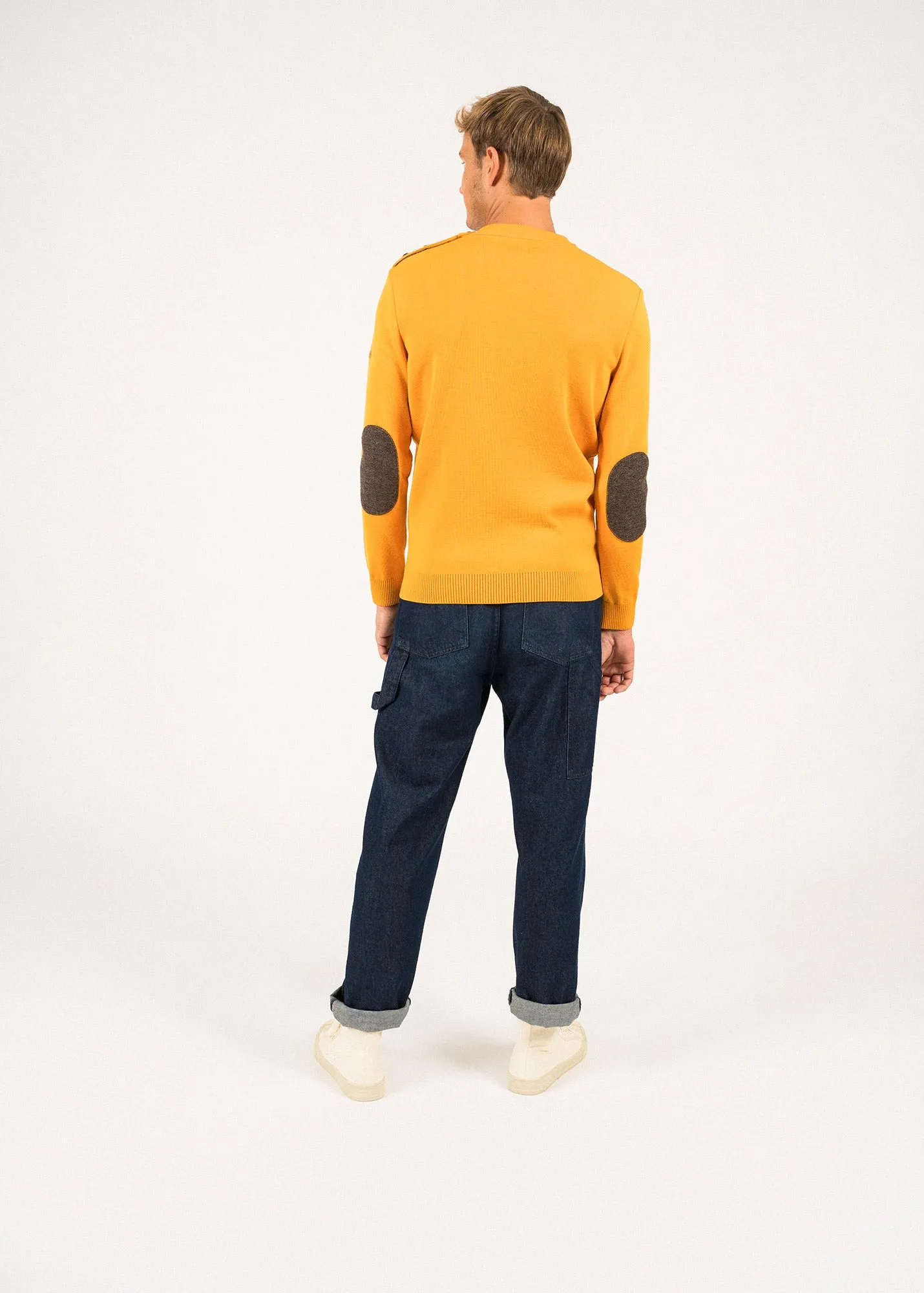 Patrimoine sailor jumper with elbow patches - SAINT JAMES x Atelier Tuffery (MARINE)