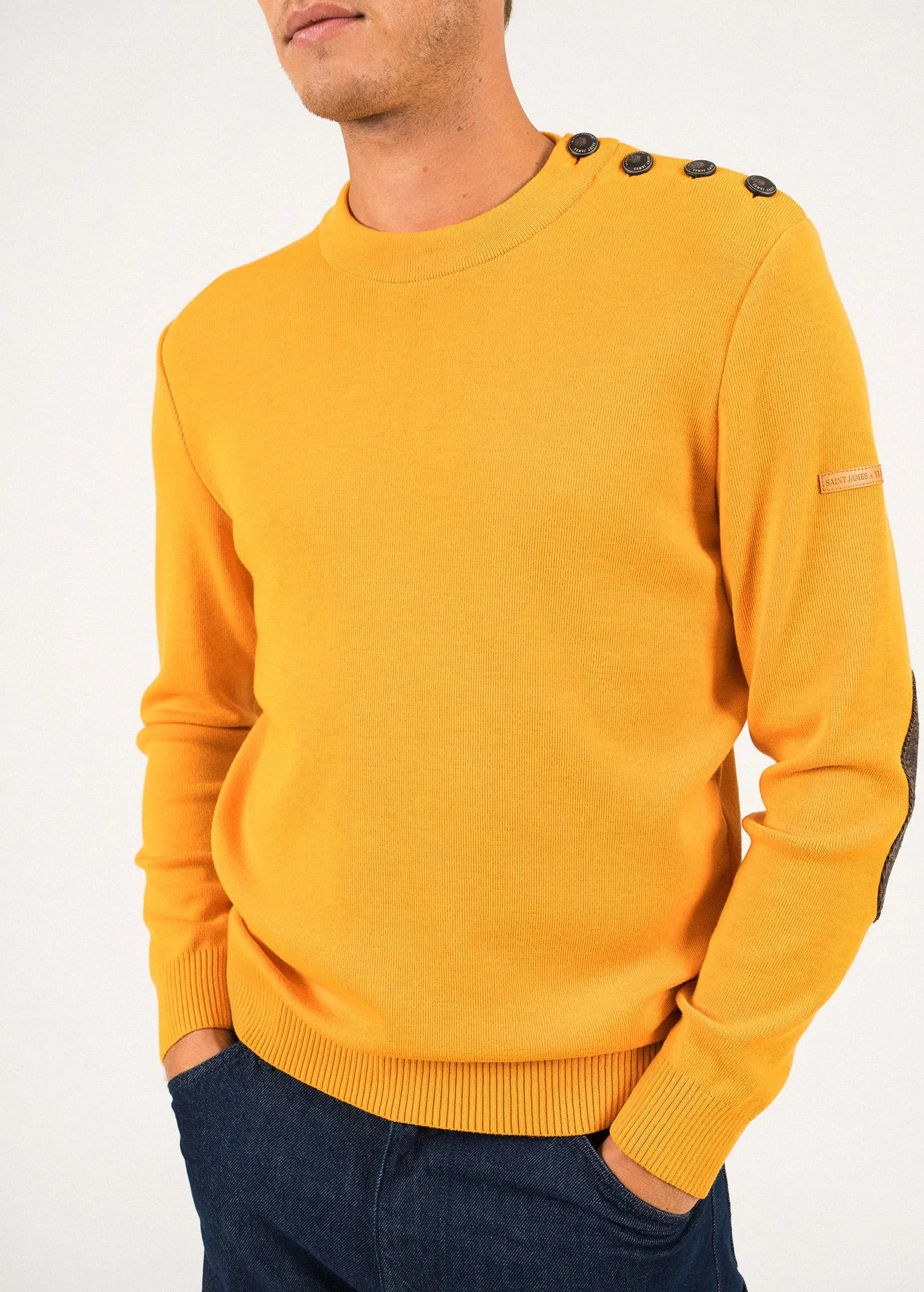 Patrimoine sailor jumper with elbow patches - SAINT JAMES x Atelier Tuffery (MARINE)