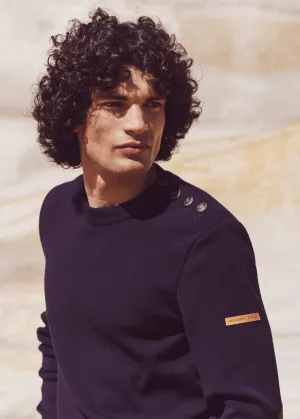 Patrimoine sailor jumper with elbow patches - SAINT JAMES x Atelier Tuffery (MARINE)