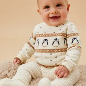 Penguin Fair Isle Knitted Jumper & Leggings Outfit