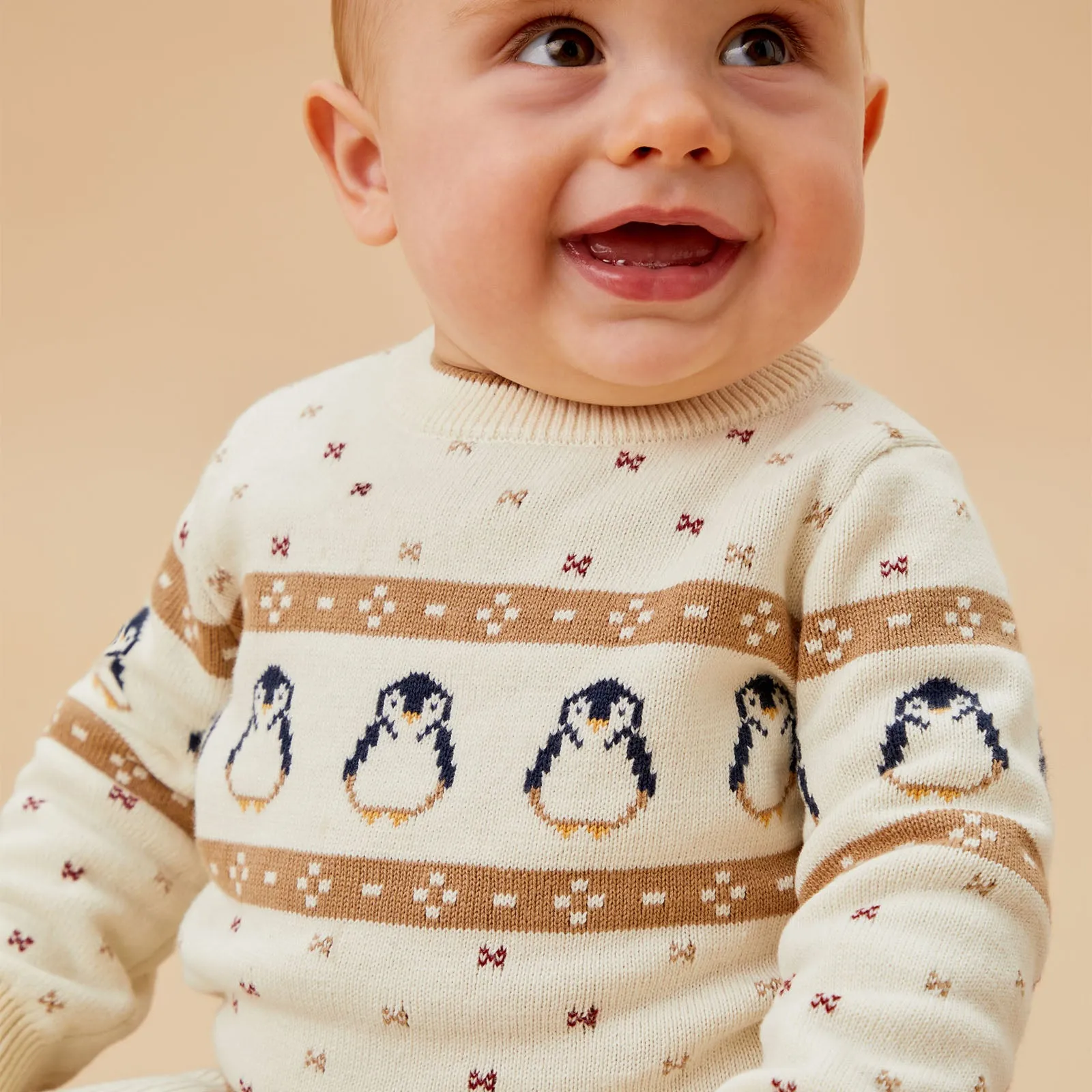 Penguin Fair Isle Knitted Jumper & Leggings Outfit