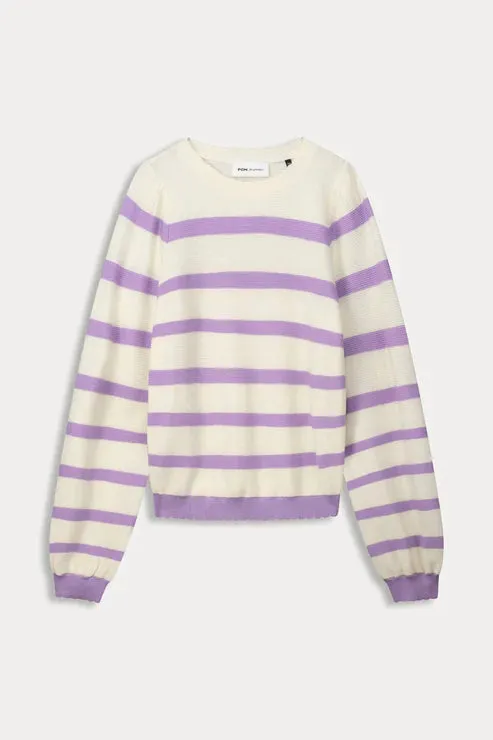 POM PULLOVER KNIT | Striped Purple