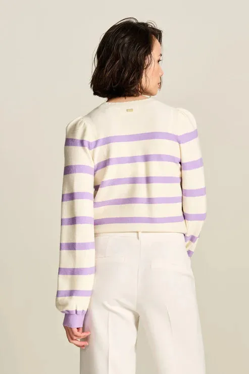 POM PULLOVER KNIT | Striped Purple