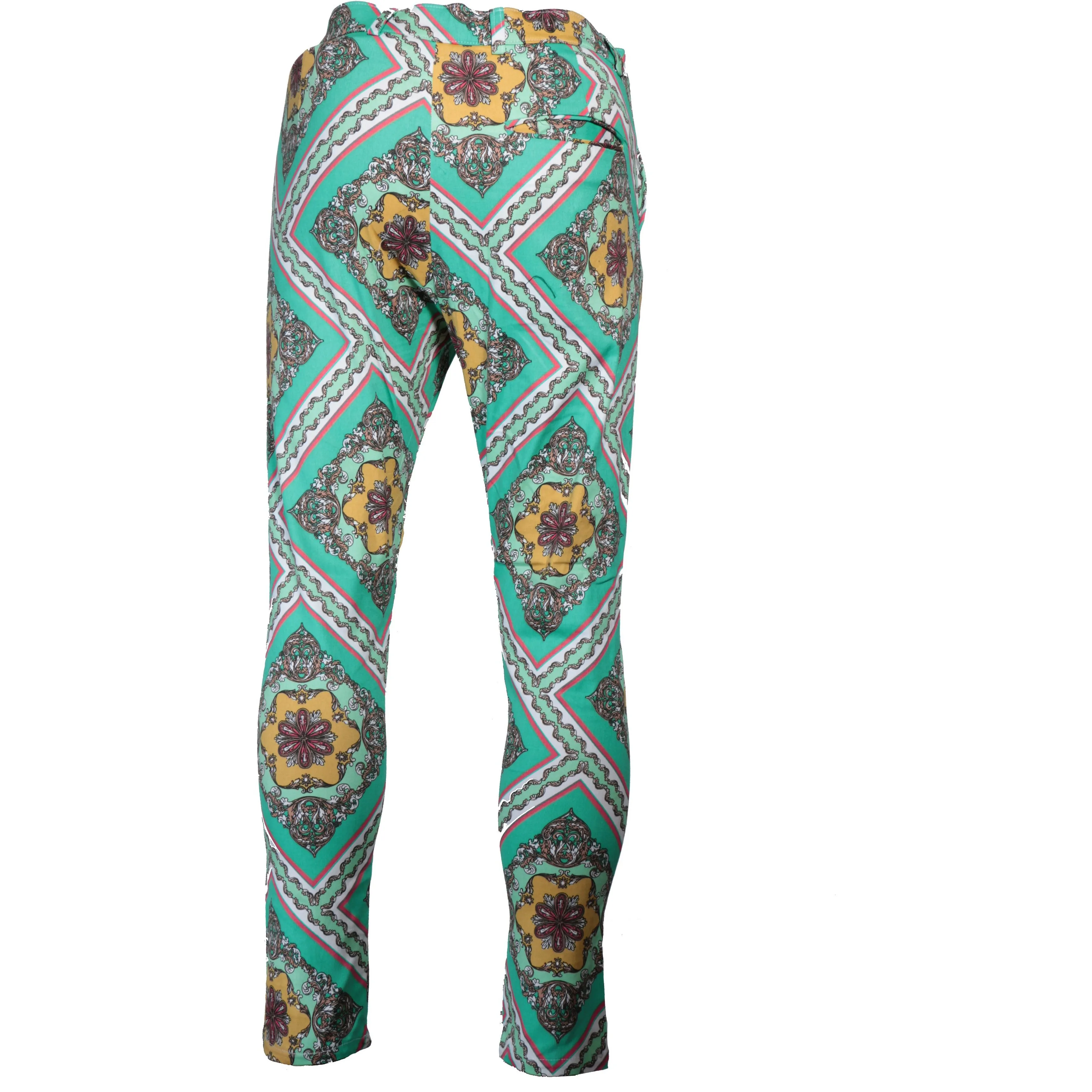 Printed cotton two-zipper fashion pant