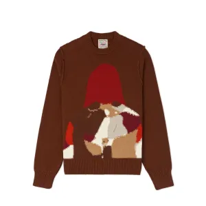 Reverse Intarsia Knit Figure Sweater [Brown]