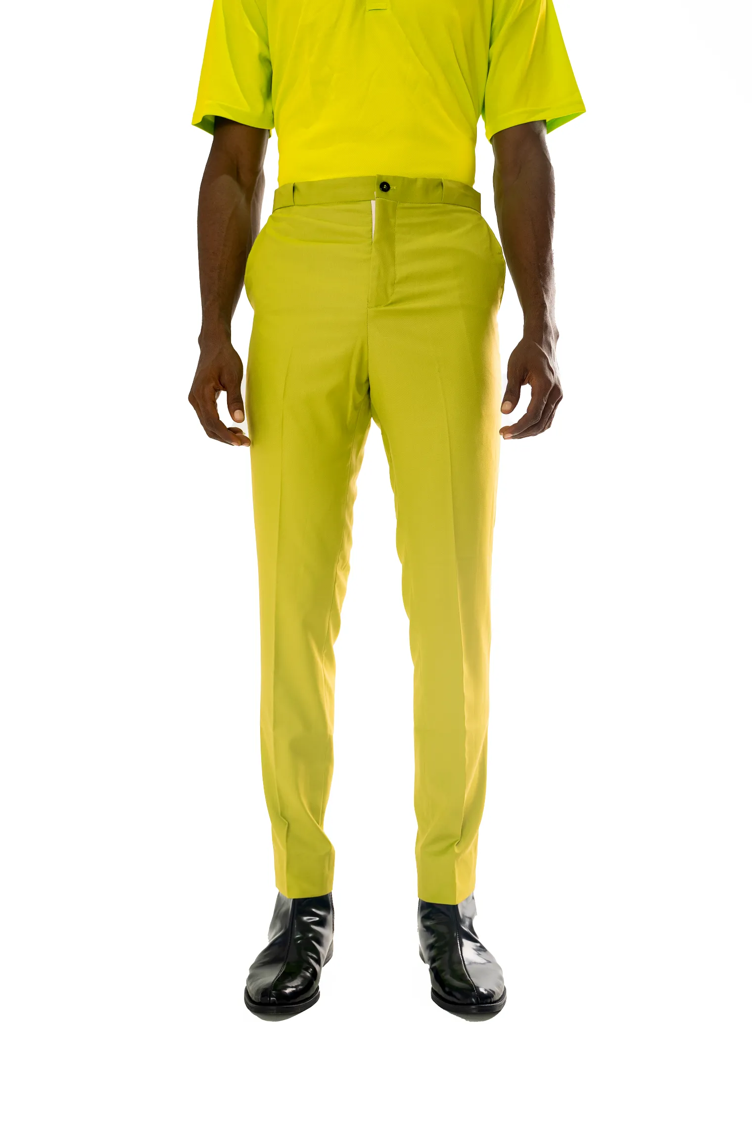 Standard Length Long Sleeve Wool Pants in Lime Green