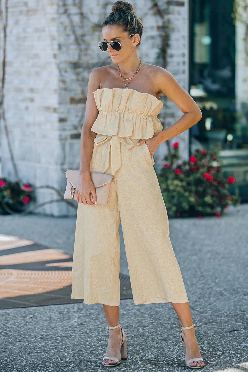 Strapless Ruffled Jumpsuit